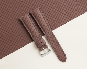 Padded Dark Brown Sailcloth Rubber Watch Strap, Handmade Rubber Bands 16mm 19mm 18mm 20mm 22mm 23mm