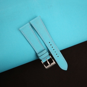 Handdn Watchstraps Handmade Slim Sailcloth Watch Strap Turquoise, Slim Sailcloth Turquoise Blue Strap Bands  20mm 22mm Customize any size