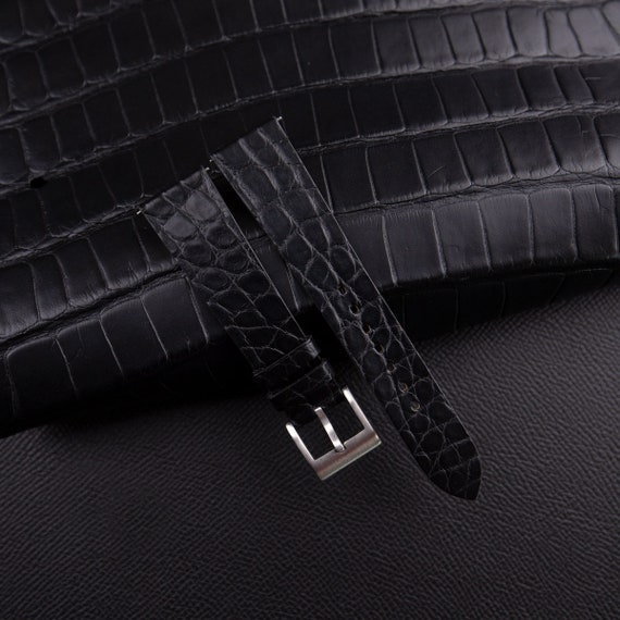 Handmade Black Alligator Round Scales Watch Band Slim Style Vintage Round Scale Alligator Leather Watch Strap 18mm 19mm 20mm 22mm Etsy