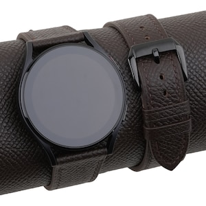 Handmade Dark Brown Epsom leather Samsung watch band compatible with Samsung Galaxy Watch 3 4 5 6 Active 1 2 Band Men Women personalization