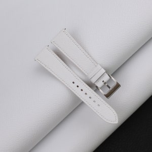 White Epsom Leather Watch Strap, White Epsom Leather Handmade Watch Strap, Epsom Strap Watch 16mm - 24mm