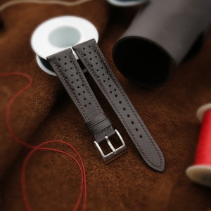 Calfskin Swift Dark Brown Rally Leather Strap Bands, Handmade Rally Dark Brown Swift Watch Strap Band 18mm 19mm 20mm 21mm 22mm 23mm 24mm