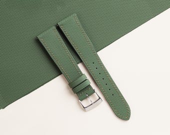 Moss Sailcloth Rubber Watch Strap, Handmade Rubber Bands 16mm 19mm 18mm 20mm 22mm 23mm