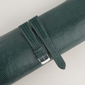 Handdn Watchstraps Lizard Dark Green Quick Release Strap, Dark Green Lizard Leather Watch Strap, Lizard Leather Watch 16mm 18mm 20mm 22mm