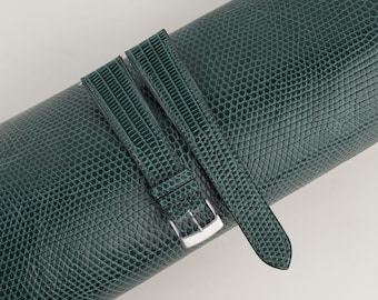 Handdn Watchstraps Lizard Dark Green Quick Release Strap, Dark Green Lizard Leather Watch Strap, Lizard Leather Watch 16mm 18mm 20mm 22mm