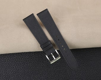 Black Epsom Leather Watch Strap, Black Epsom Leather Handmade Watch Strap, Epsom Strap Watch 16mm 18mm 19mm 20mm 21mm