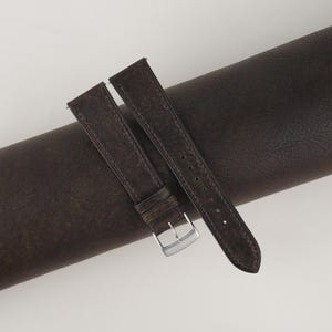 Umber Brown Habana Leather Watch Strap, Handmade Habana Leather Watch Strap 18mm 19mm 20mm 21mm 22mm 23mm