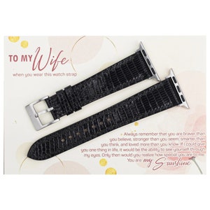 Black Lizard lederen horlogeband cadeau voor vrouw verjaardag afgestudeerde Apple Watch 38 mm 40 mm 44 mm band 16 mm 17 mm 18 mm 20 mm mooie cadeaubon