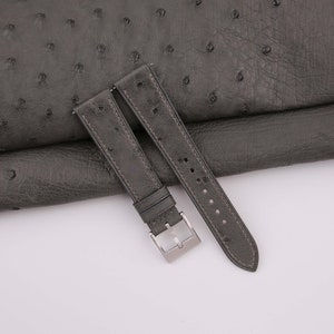 Handmade Black Ostrich Leather Strap Bands For Men Women, Black Quick Release Watch Band 18mm 19mm 20mm 21mm 22mm 23mm 24mm