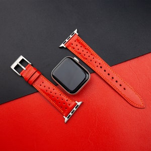 Rally Red Swift Apple Watch Band 38mm, 40mm, 41mm, 42mm, 44mm, 45mm For Series 8 7 6 5 4 3 2 1 SE and Ultra, Red Rally Iwatch Strap