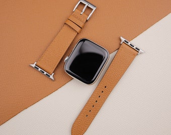 Handmade Light Brown Epsom Leather Apple Watch Band