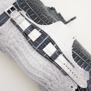 Bund Himalayan Alligator Leather Watch Strap, Handmade Alligator Brown Strap Bands 16mm 19mm 18mm 20mm 22mm 23mm