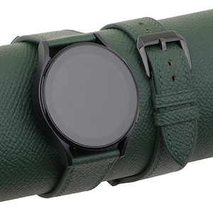 Handmade Forest Epsom leather Samsung watch band compatible with Samsung Galaxy Watch 3 4 5 6 Active 1 2 Band Men Women personalization