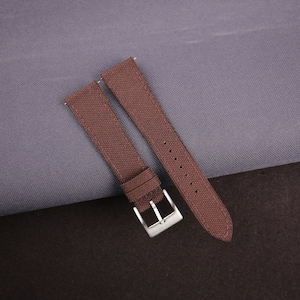 Handdn Watchstraps Handmade Slim Sailcloth Watch Strap Brown, Sailcloth Brown Strap Bands 18mm 20mm 22mm Customize any size