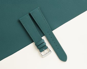 Aqua Green Sailcloth Rubber Watch Strap, Handmade Rubber Bands 16mm 19mm 18mm 20mm 22mm 23mm