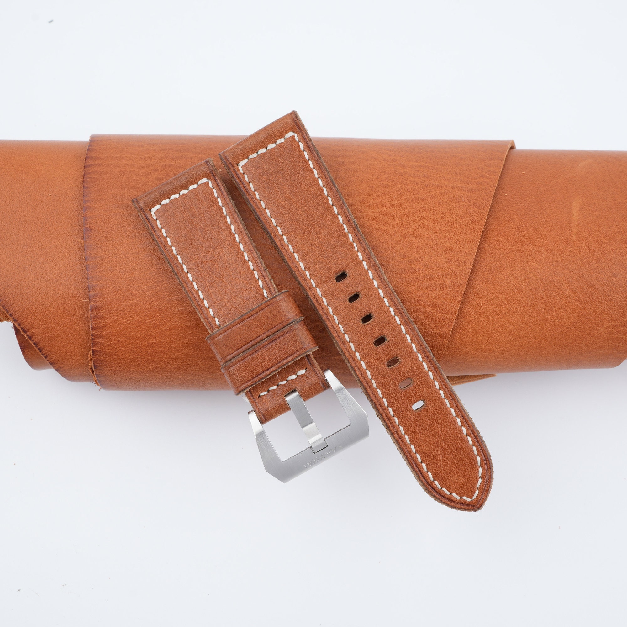 Handdn Orange Python Leather Apple Watch Band