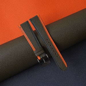Tricolor Forest Epsom Leather Watch Strap ,Tricolor Forest Epsom Handmade Watch Strap, Epsom Strap Watch 16mm 18mm 19mm 20mm 21mm