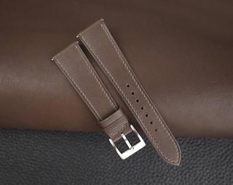 Barenia Dark Brown Strap Band, Barenia Dark Brown Leather Strap Watch, Barenia Leather Strap Band 16mm 18mm 19mm 20mm 21mm