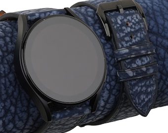 Handmade Dark Blue Shark Leather Watch Band for Samsung Galaxy