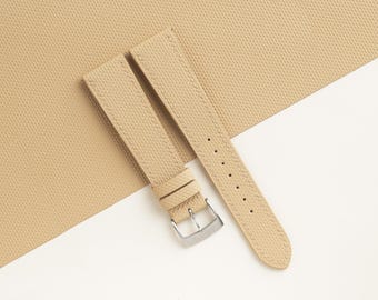 Beige Sailcloth Rubber Watch Strap, Handmade Rubber Bands 16mm 19mm 18mm 20mm 22mm 23mm
