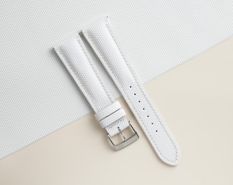Padded White Sailcloth Rubber Watch Strap, Handmade Rubber Bands 16mm 19mm 18mm 20mm 22mm 23mm