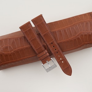 Handdn Watchstraps Classic Cognac Alligator Leather Watch Strap, Alligator Cognac Strap Bands 16mm 18mm 20mm 22mm