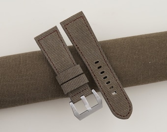 Green Taupe Canvas Strap for Panerai Watches Handmade PAM strap for Submersible Luminor Due Radiomir patina custome bands