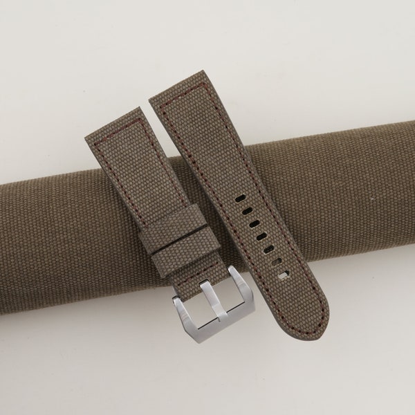 Green Taupe Canvas Strap for Panerai Watches Handmade PAM strap for Submersible Luminor Due Radiomir patina custome bands