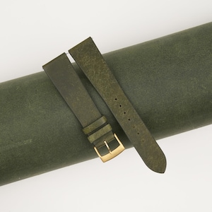 Vintage Dark Olive Pueblo Badalassi Carlo Leather Watch Strap, Handmade Pueblo Leather Watch Strap 18mm 19mm 20mm 21mm 22mm 23mm