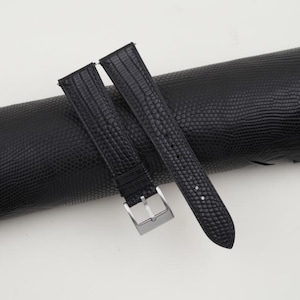 Handdn Watchstraps Lizard Black Quick Release Strap, Black Lizard Leather Strap Watch, Lizard Leather Watch 16mm 18mm 19mm 20mm