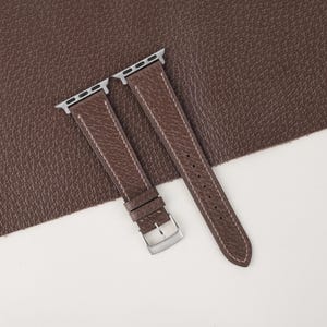 Handmade Dark Taupe Peccary Leather Apple Watch Band 38mm, 40mm, 41mm, 42mm, 44mm, 45mm For All Series custom