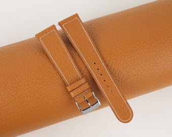 Micro Stitch Golden Peccary Leather Watch Strap, Handmade Peccary Watch Strap, Peccary Leather Strap Watch 16mm 18 mm 20mm 22mm