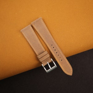 Handdn Watchstraps Handmade Slim Sailcloth Watch Strap Light Brown, Sailcloth Light Brown Strap Bands 18mm 20mm 22mm Customize any size