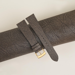 Vintage Brown Alran Fat Nat Leather Side-Stitch Watch Strap, Handmade Goat Brown Leather Watch Strap 18mm 19mm 20mm 21mm 22mm 23mm