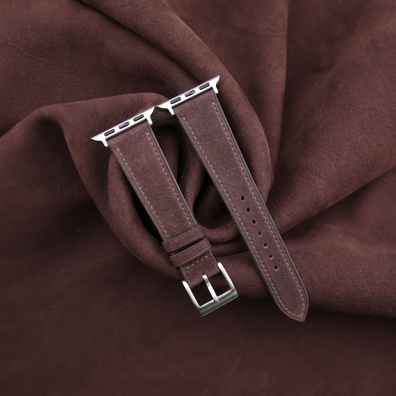 Brown Nubuck Leather Apple Watch Band 38mm, 40mm, 41mm, 42mm Brown Nubuck Leather Apple Watch Band 38mm, 40mm, 41mm, 42mm