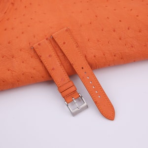 Handmade Orange Ostrich Leather Strap Bands For Men Women, Quick Release Watch Band 18mm 19mm 20mm 21mm 22mm 23mm 24mm