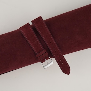 Handdn Watchstraps Burgundy Suede Quick Release Strap, Suede Burgundy Strap Watch, Suede Watch Bands 16mm 18mm 19mm 20mm 21mm