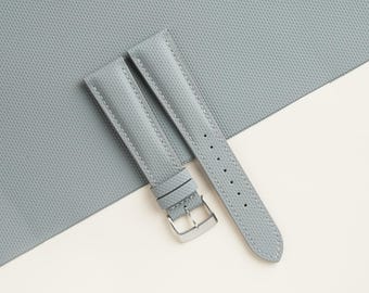 Padded Light Grey Sailcloth Rubber Watch Strap, Handmade Rubber Bands 16mm 19mm 18mm 20mm 22mm 23mm