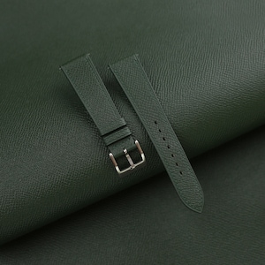 Dark Green Epsom Leather Watch Strap, Dark Green Epsom Leather Handmade Watch Strap, Epsom Strap Watch 16mm - 24mm , Customized Strap Band