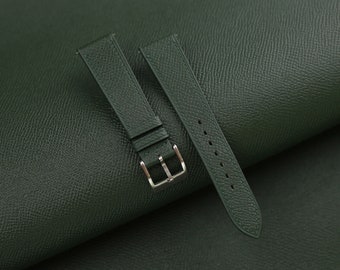 Dark Green Epsom Leather Watch Strap, Dark Green Epsom Leather Handmade Watch Strap, Epsom Strap Watch 16mm - 24mm , Customized Strap Band