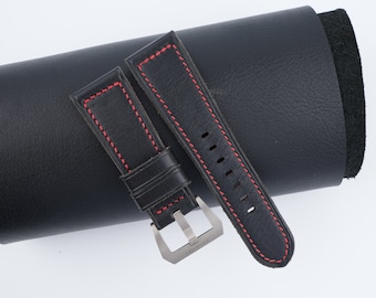 Nautilus Black Vachetta Veg Leather Strap for Panerai Watches Handmade PAM strap for Submersible Luminor Due Radiomir patina custome bands