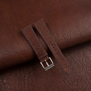 Alran Fat Nat Chevre Goat Reddish Brown Leather Watch Strap, Handmade Alran Reddish Brown Leather Watch Strap  18mm 20mm 22mm 23mm