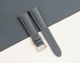 Padded Dark Grey Sailcloth Rubber Watch Strap, Handmade Rubber Bands 16mm 19mm 18mm 20mm 22mm 23mm