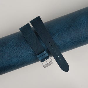 Vintage Dark Aqua Blue Waxed Leather Watch Strap, Handmade New Waxed Leather Watch Strap 18mm 19mm 20mm 21mm 22mm 23mm