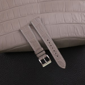 Handdn Watchstraps Classic Cement Alligator Leather Watch Strap, Alligator Cement Strap Bands 16mm 18mm 20mm 22mm