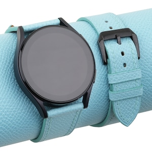 Handmade Turquoise  Epsom leather Samsung watch band compatible with Samsung Galaxy Watch 3 4 5 6 Active 1 2 Band Men Women personalization