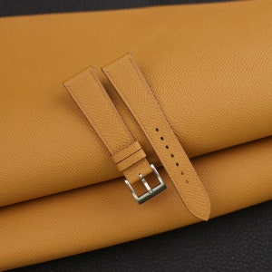 Honey Epsom Leather Watch Strap, Honey Epsom Leather Handmade Watch Strap, Epsom Strap Watch 16mm - 24mm