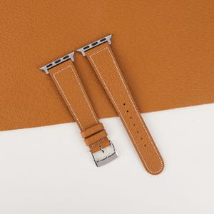 Handmade Micro Stitch Golden Peccary Leather Apple Watch Band 38mm, 40mm, 41mm, 42mm, 44mm, 45mm For All Series custom