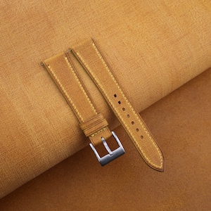 Golden Babele Leather Strap Bands, Handmade Golden Babele Leather Watch Strap, Bebele Strap Watch 18mm 19mm 20mm 21mm 22mm 23mm 24mm