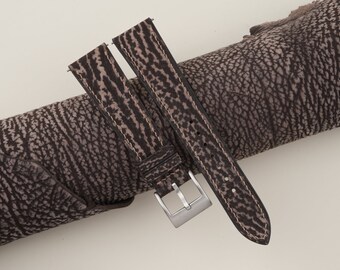 Brown  Shark Leather Watch Strap, Handmade Shark Strap Bands 16mm 19mm 18mm 20mm 22mm 23mm, custom watch band